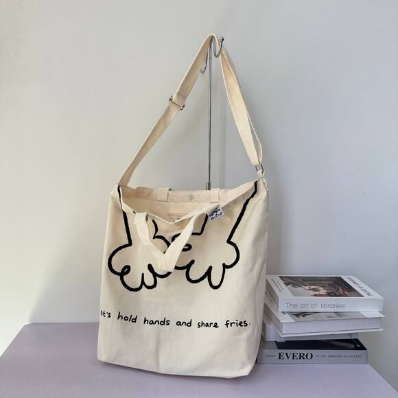TE: Large white canvas tote bag - Picture 4 of 4